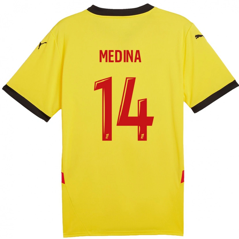 Danxen Dame Facundo Medina #14 Gul Rød Hjemmetrøye Drakt Trøye 2024/25 Skjorter T-Skjorte