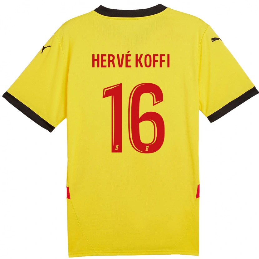 Danxen Dame Hervé Koffi #16 Gul Rød Hjemmetrøye Drakt Trøye 2024/25 Skjorter T-Skjorte