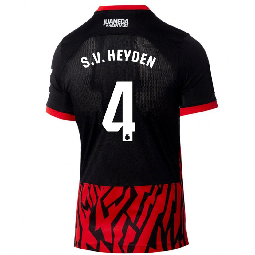 Danxen Dame Siebe Van Der Heyden #4 Svart Rød Hjemmetrøye Drakt Trøye 2024/25 Skjorter T-Skjorte