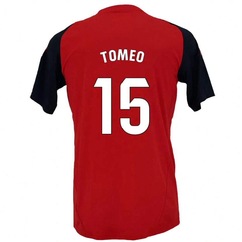 Danxen Dame Pablo Tomeo #15 Rød Svart Hjemmetrøye Drakt Trøye 2024/25 Skjorter T-Skjorte