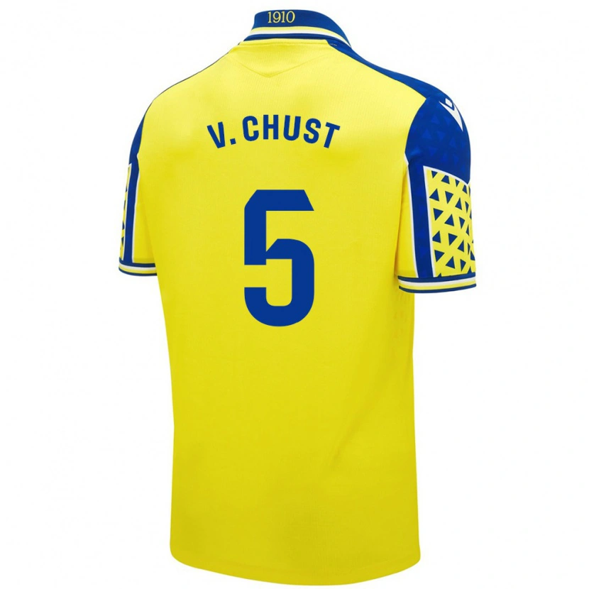 Danxen Dame Víctor Chust #5 Gul Blå Hjemmetrøye Drakt Trøye 2024/25 Skjorter T-Skjorte