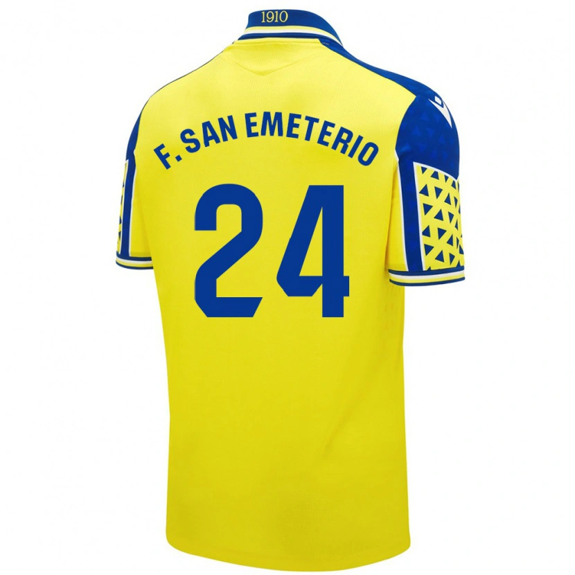 Danxen Dame Fede San Emeterio #24 Gul Blå Hjemmetrøye Drakt Trøye 2024/25 Skjorter T-Skjorte