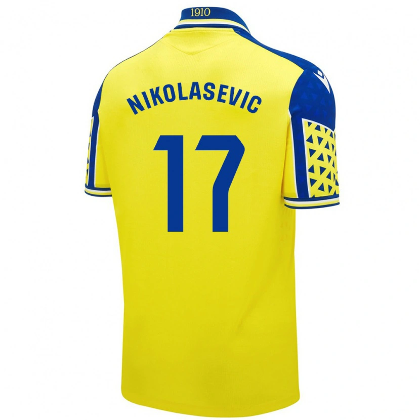 Danxen Dame Mirko Nikolasevic #17 Gul Blå Hjemmetrøye Drakt Trøye 2024/25 Skjorter T-Skjorte
