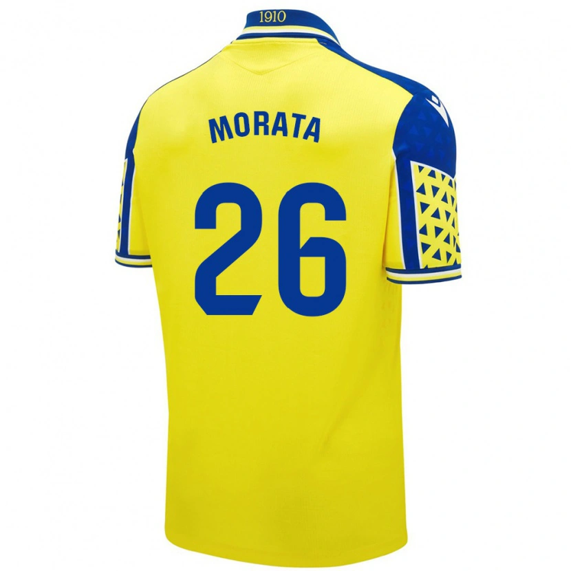Danxen Dame Álex Morata #26 Gul Blå Hjemmetrøye Drakt Trøye 2024/25 Skjorter T-Skjorte