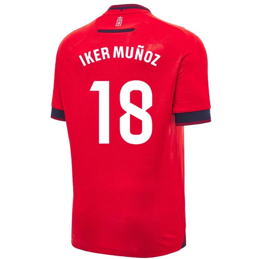 Danxen Dame Iker Muñoz #18 Rød Hvit Hjemmetrøye Drakt Trøye 2024/25 Skjorter T-Skjorte