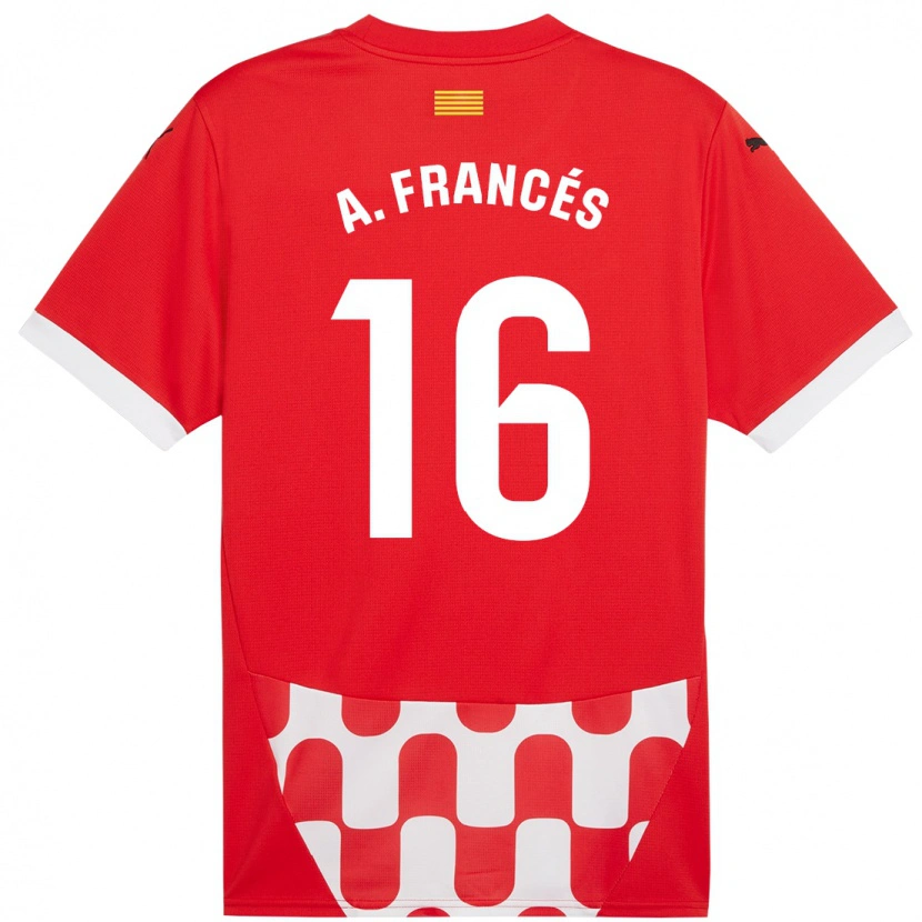 Danxen Dame Alejandro Francés #16 Rød Hvit Hjemmetrøye Drakt Trøye 2024/25 Skjorter T-Skjorte