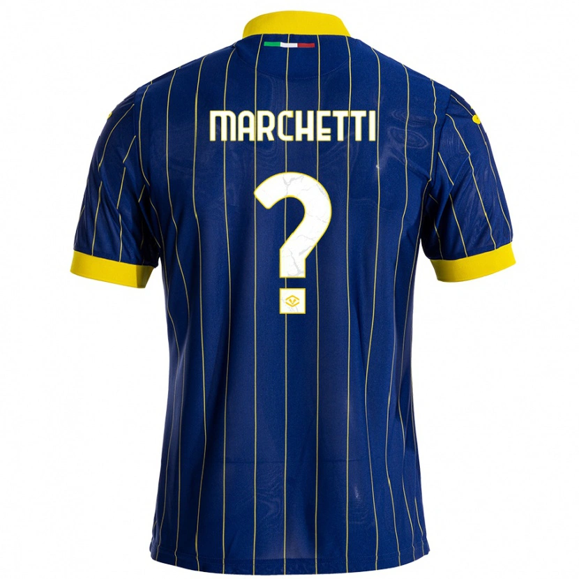 Danxen Dame Nicolò Marchetti #0 Blå Gul Hjemmetrøye Drakt Trøye 2024/25 Skjorter T-Skjorte