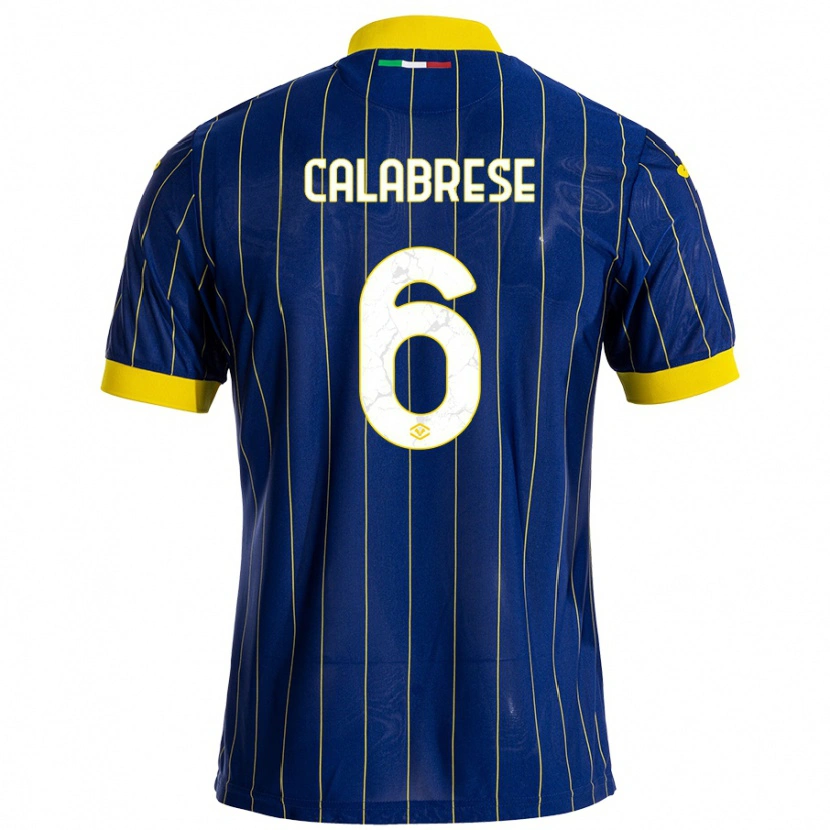 Danxen Dame Nicolò Calabrese #6 Blå Gul Hjemmetrøye Drakt Trøye 2024/25 Skjorter T-Skjorte