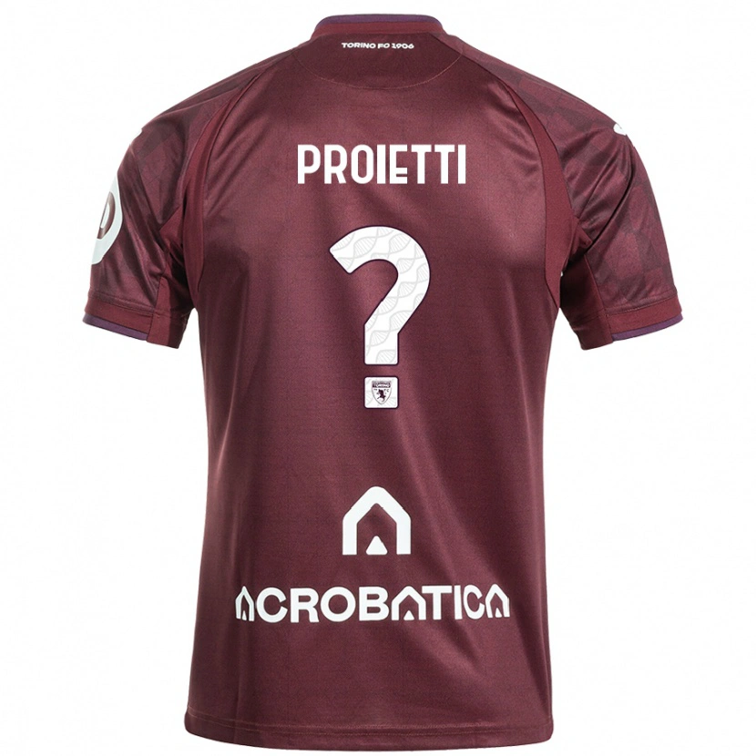 Danxen Dame Riccardo Proietti #0 Rødbrun Hvit Hjemmetrøye Drakt Trøye 2024/25 Skjorter T-Skjorte