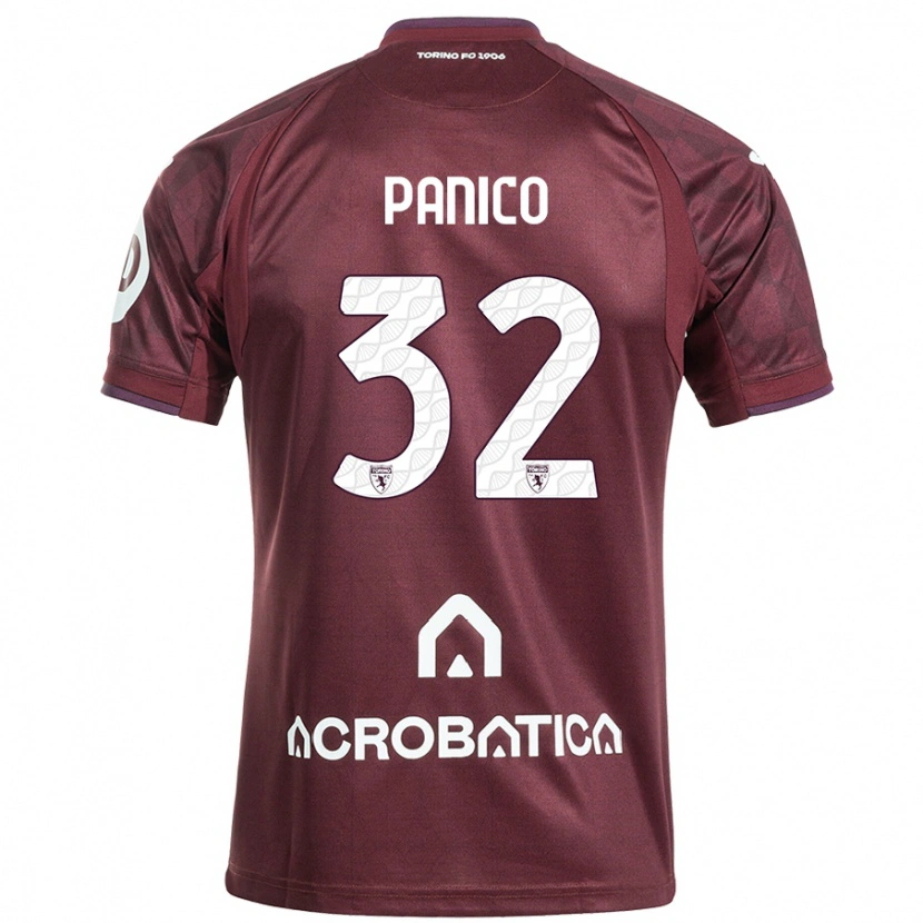 Danxen Dame Patrizia Panico #32 Rødbrun Hvit Hjemmetrøye Drakt Trøye 2024/25 Skjorter T-Skjorte