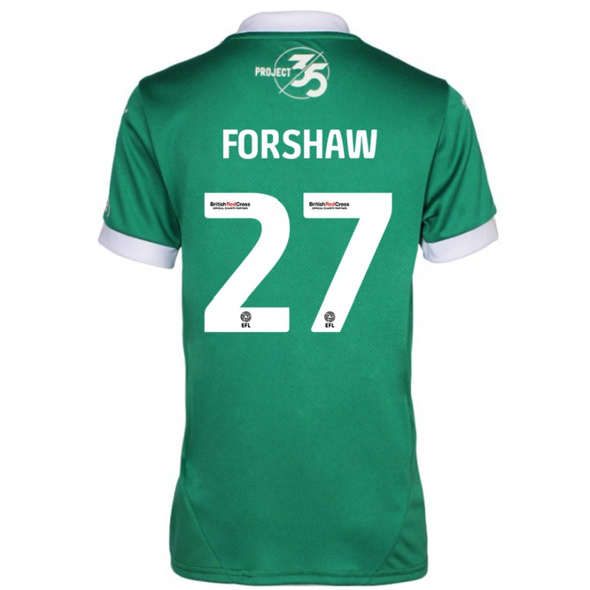 Danxen Dame Adam Forshaw #27 Grønn Hvit Hjemmetrøye Drakt Trøye 2024/25 Skjorter T-Skjorte