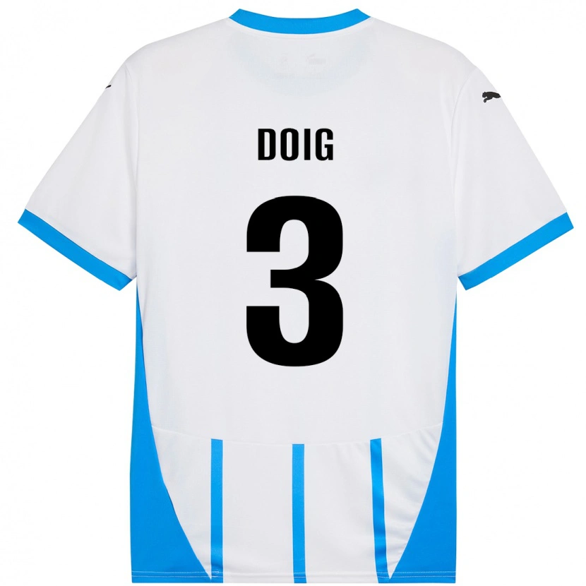 Danxen Dame Josh Doig #3 Hvit Blå Bortetrøye Drakt Trøye 2024/25 Skjorter T-Skjorte