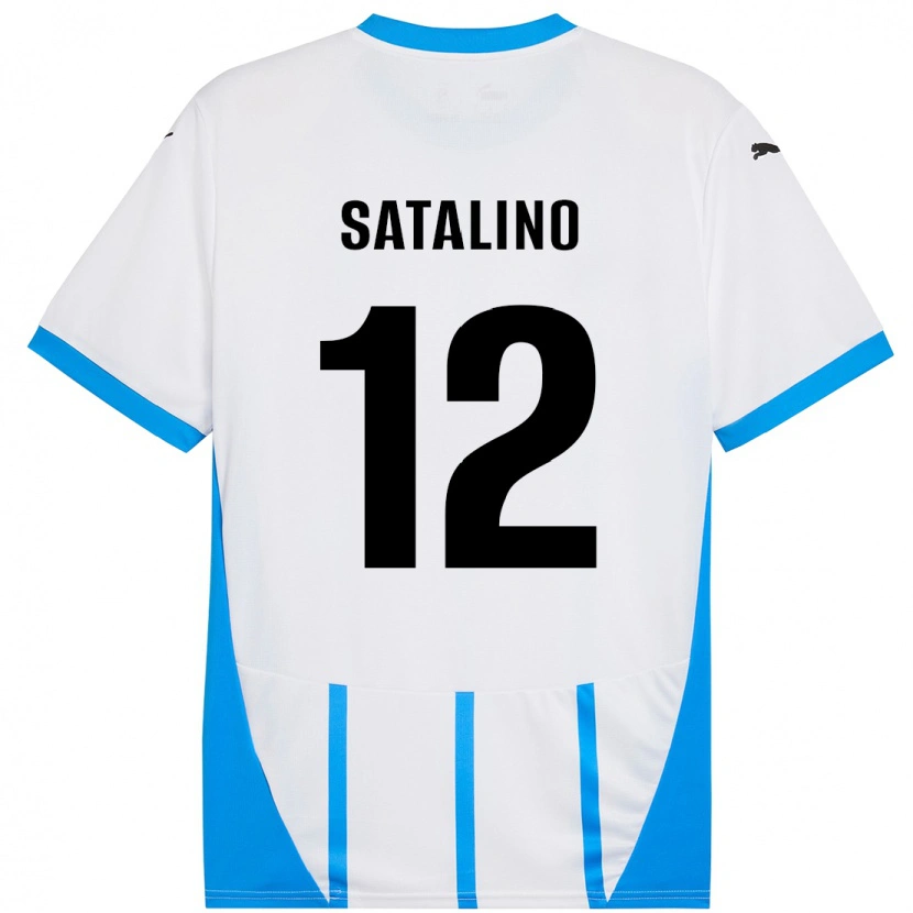 Danxen Dame Giacomo Satalino #12 Hvit Blå Bortetrøye Drakt Trøye 2024/25 Skjorter T-Skjorte