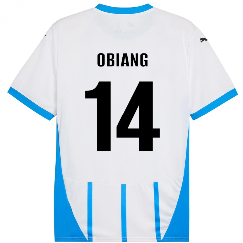 Danxen Dame Pedro Obiang #14 Hvit Blå Bortetrøye Drakt Trøye 2024/25 Skjorter T-Skjorte