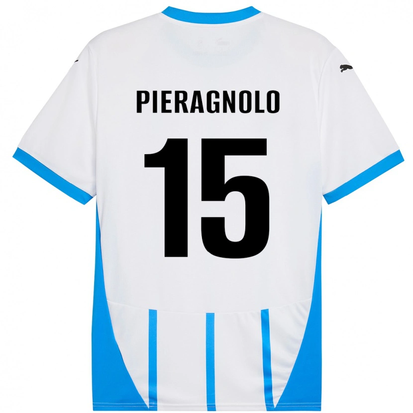 Danxen Dame Edoardo Pieragnolo #15 Hvit Blå Bortetrøye Drakt Trøye 2024/25 Skjorter T-Skjorte