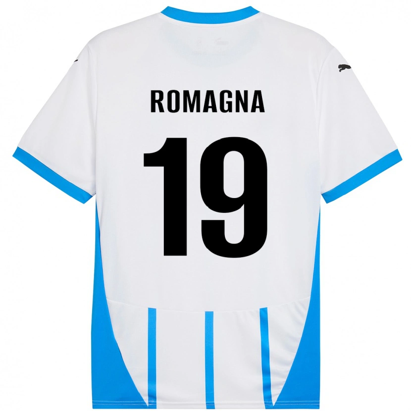 Danxen Dame Filippo Romagna #19 Hvit Blå Bortetrøye Drakt Trøye 2024/25 Skjorter T-Skjorte