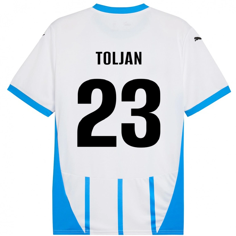 Danxen Dame Jeremy Toljan #23 Hvit Blå Bortetrøye Drakt Trøye 2024/25 Skjorter T-Skjorte