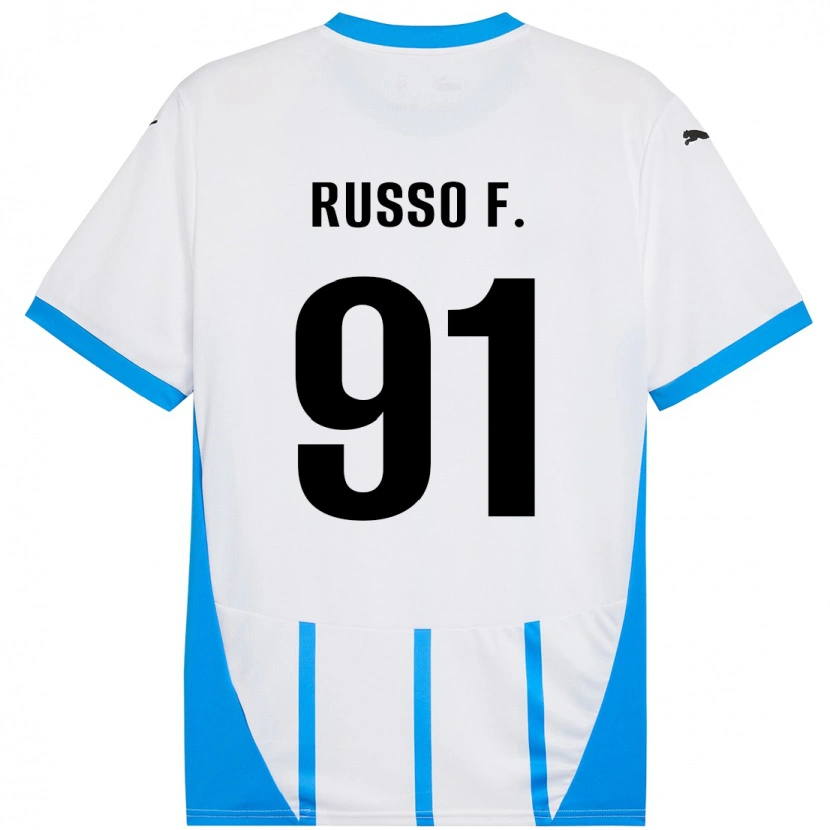Danxen Dame Flavio Russo #91 Hvit Blå Bortetrøye Drakt Trøye 2024/25 Skjorter T-Skjorte
