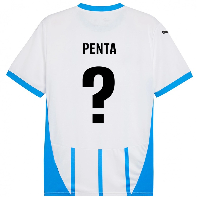Danxen Dame Mattia Penta #0 Hvit Blå Bortetrøye Drakt Trøye 2024/25 Skjorter T-Skjorte