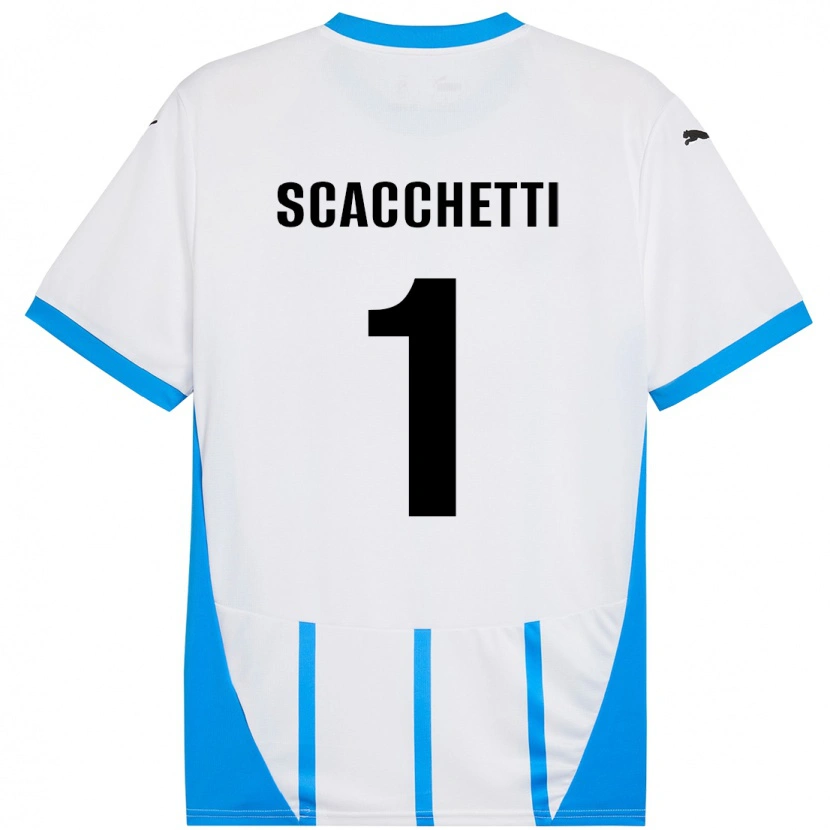 Danxen Dame Alessandro Scacchetti #1 Hvit Blå Bortetrøye Drakt Trøye 2024/25 Skjorter T-Skjorte