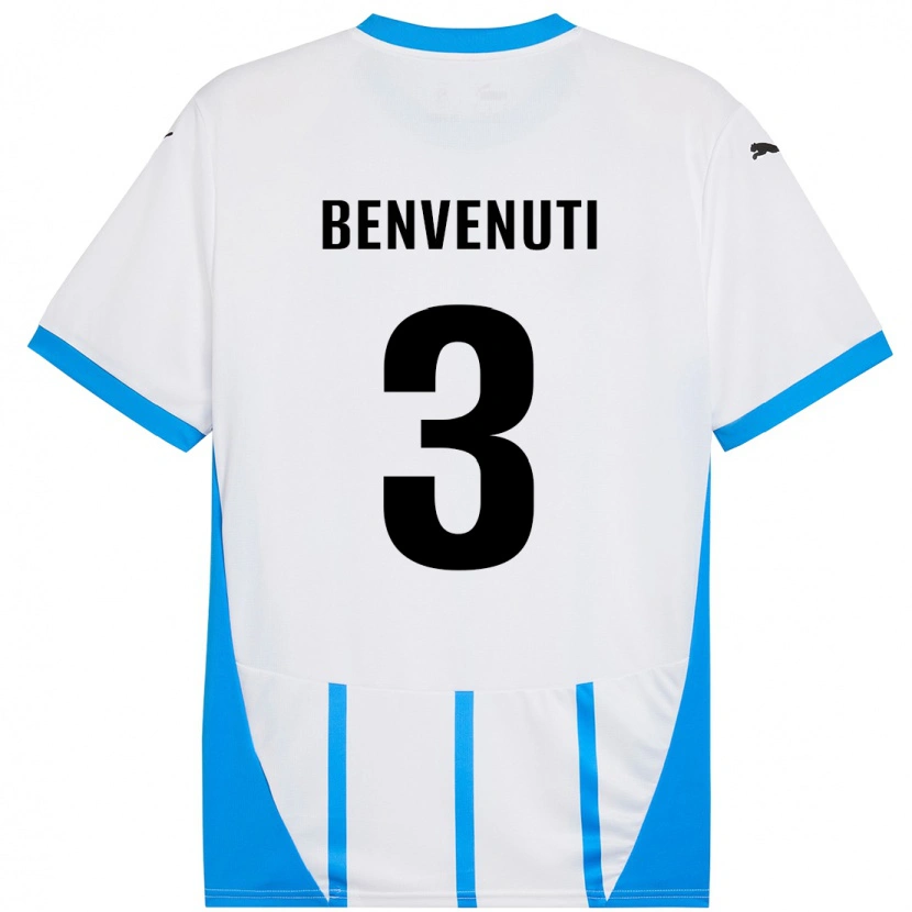Danxen Dame Tommaso Benvenuti #3 Hvit Blå Bortetrøye Drakt Trøye 2024/25 Skjorter T-Skjorte