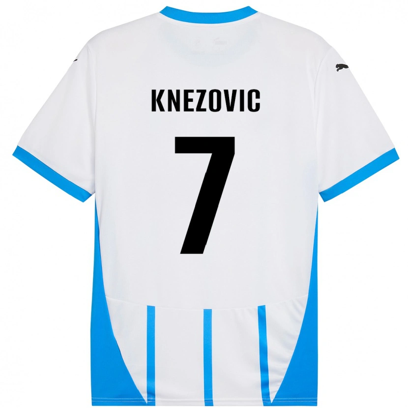 Danxen Dame Borna Knezovic #7 Hvit Blå Bortetrøye Drakt Trøye 2024/25 Skjorter T-Skjorte