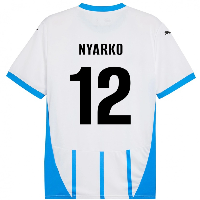 Danxen Dame Lorenzo Nyarko #12 Hvit Blå Bortetrøye Drakt Trøye 2024/25 Skjorter T-Skjorte