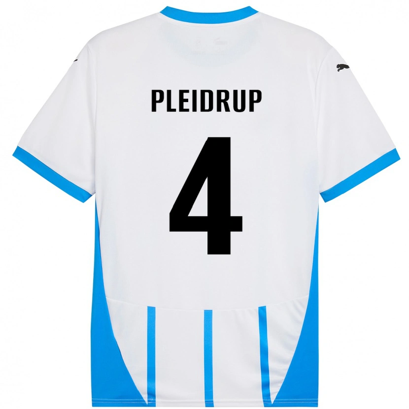 Danxen Dame Caroline Pleidrup #4 Hvit Blå Bortetrøye Drakt Trøye 2024/25 Skjorter T-Skjorte