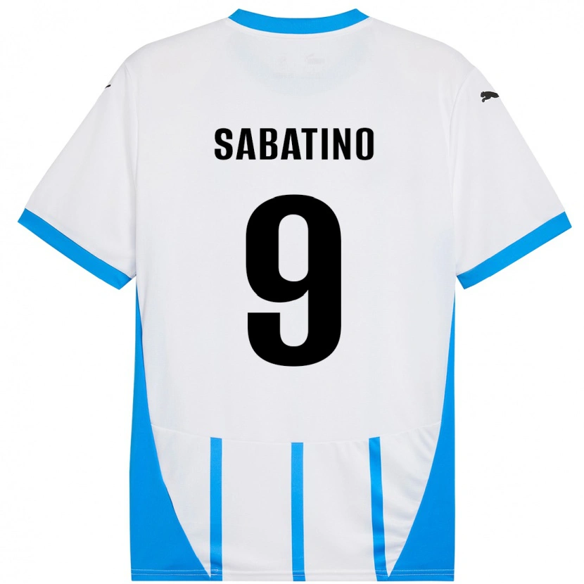 Danxen Dame Daniela Sabatino #9 Hvit Blå Bortetrøye Drakt Trøye 2024/25 Skjorter T-Skjorte