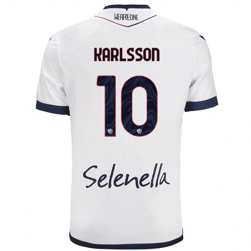 Danxen Dame Jesper Karlsson #10 Hvit Kongeblå Bortetrøye Drakt Trøye 2024/25 Skjorter T-Skjorte