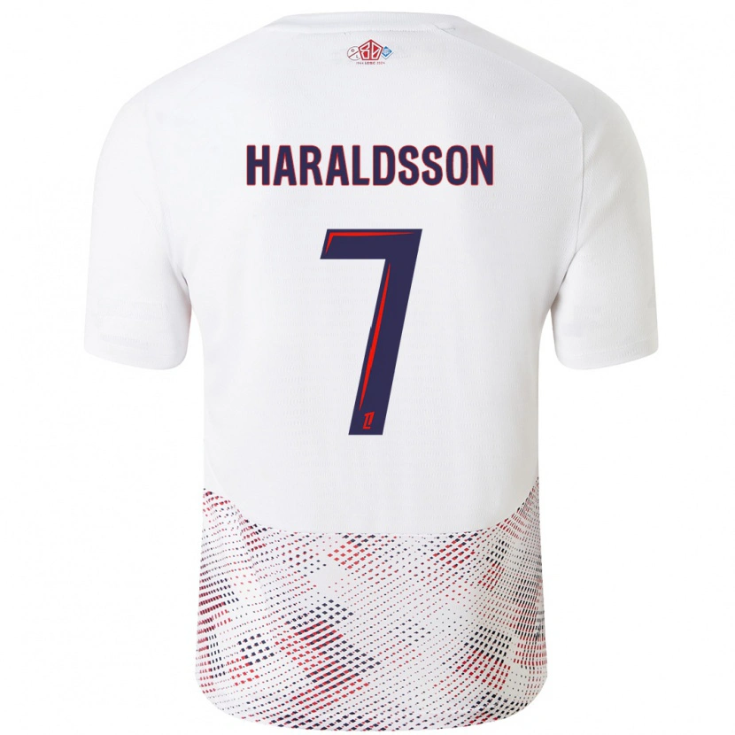 Danxen Dame Hákon Arnar Haraldsson #7 Hvit Kongeblå Bortetrøye Drakt Trøye 2024/25 Skjorter T-Skjorte