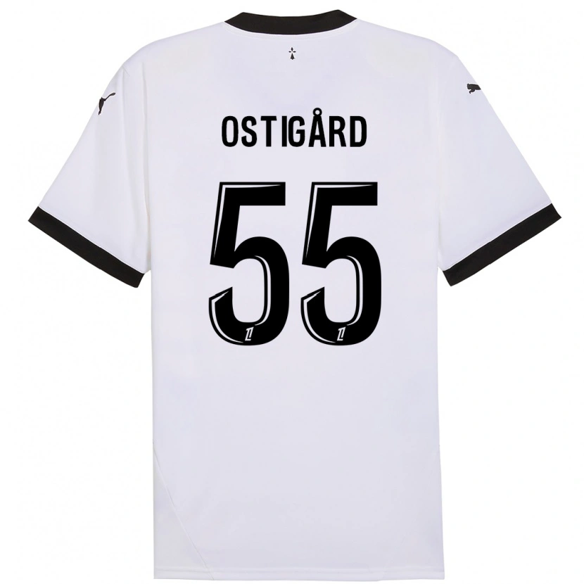 Danxen Dame Leo Østigård #55 Hvit Svart Bortetrøye Drakt Trøye 2024/25 Skjorter T-Skjorte