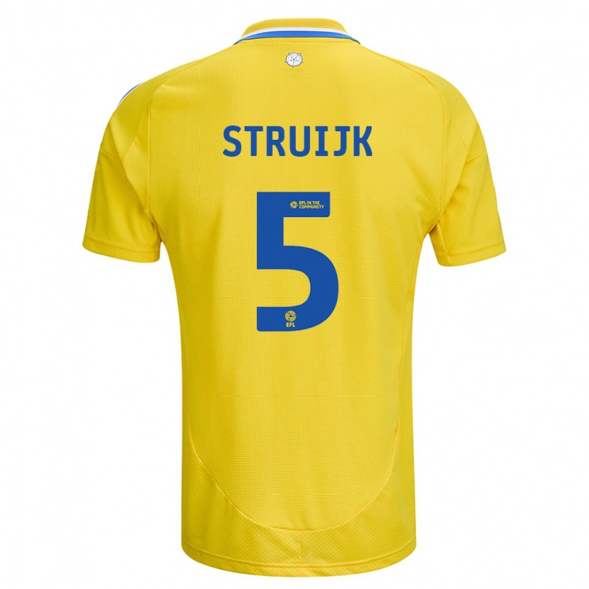 Danxen Dame Pascal Struijk #5 Gul Blå Bortetrøye Drakt Trøye 2024/25 Skjorter T-Skjorte