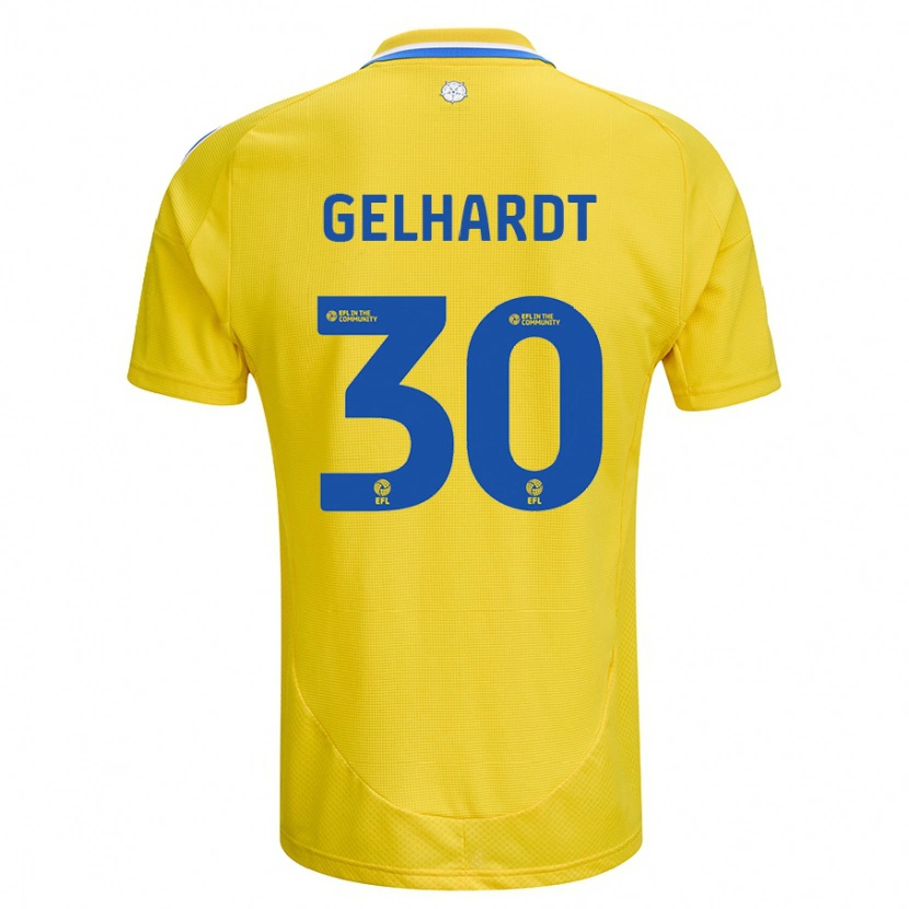 Danxen Dame Joe Gelhardt #30 Gul Blå Bortetrøye Drakt Trøye 2024/25 Skjorter T-Skjorte