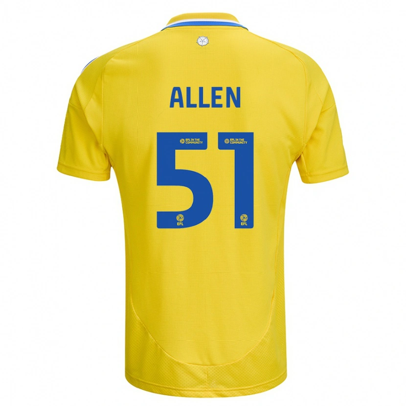 Danxen Dame Charlie Allen #51 Gul Blå Bortetrøye Drakt Trøye 2024/25 Skjorter T-Skjorte