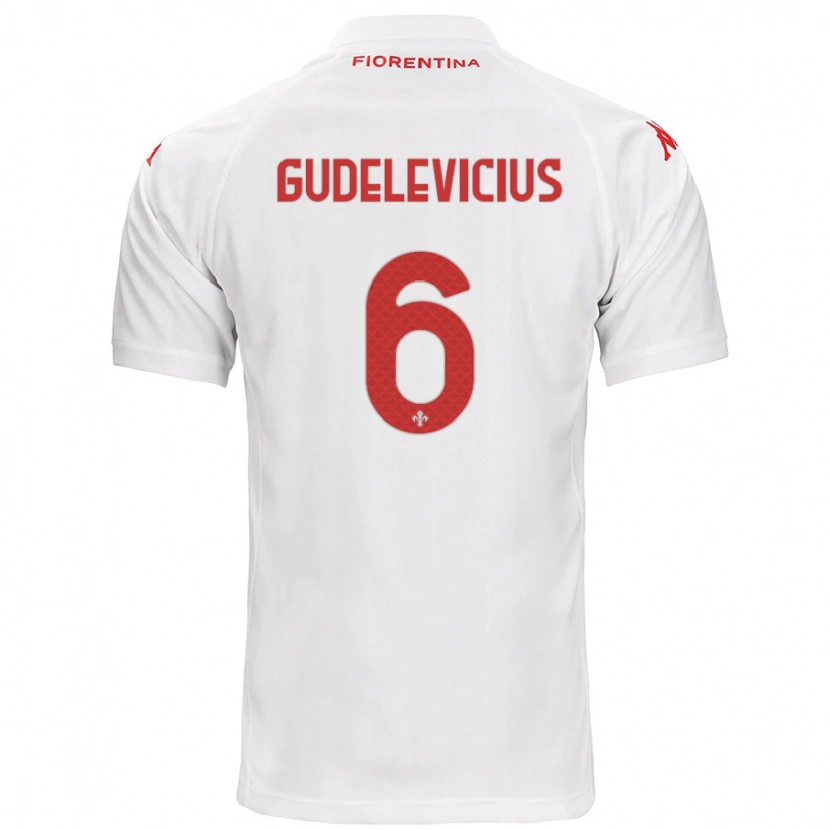 Danxen Dame Ernestas Gudelevicius #6 Hvit Bortetrøye Drakt Trøye 2024/25 Skjorter T-Skjorte