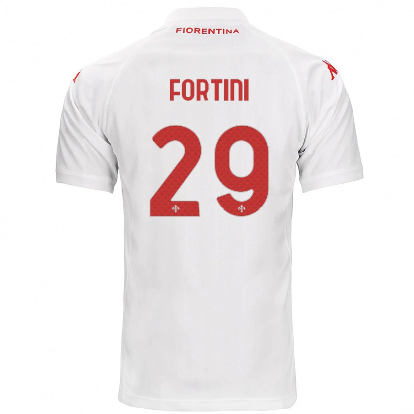 Danxen Dame Niccolò Fortini #29 Hvit Bortetrøye Drakt Trøye 2024/25 Skjorter T-Skjorte