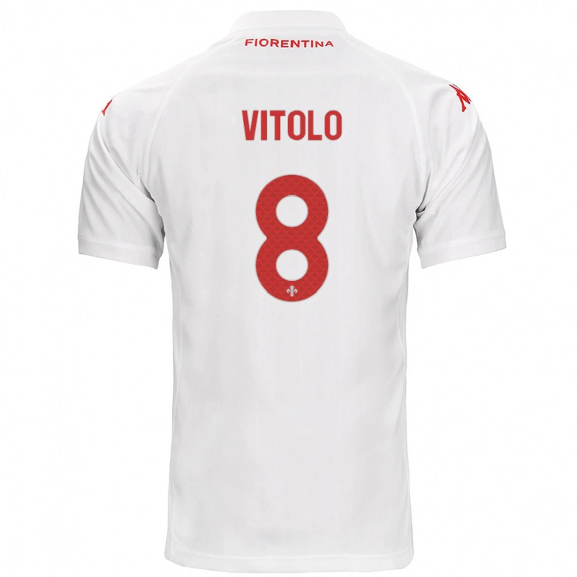 Danxen Dame Federico Vitolo #8 Hvit Bortetrøye Drakt Trøye 2024/25 Skjorter T-Skjorte
