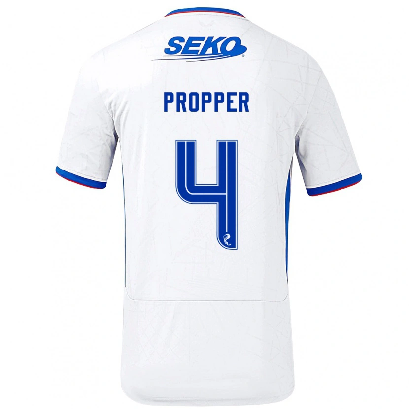 Danxen Dame Robin Pröpper #4 Hvit Blå Bortetrøye Drakt Trøye 2024/25 Skjorter T-Skjorte