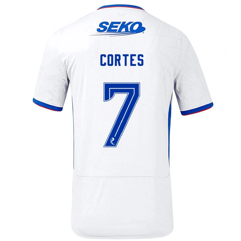 Danxen Dame Óscar Cortés #7 Hvit Blå Bortetrøye Drakt Trøye 2024/25 Skjorter T-Skjorte