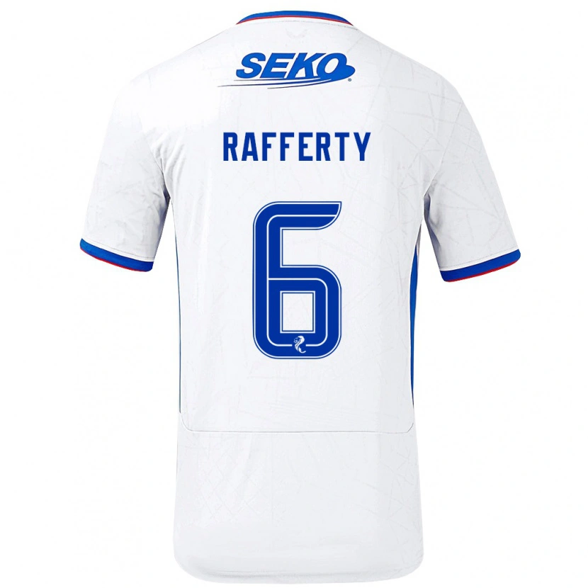 Danxen Dame Laura Rafferty #6 Hvit Blå Bortetrøye Drakt Trøye 2024/25 Skjorter T-Skjorte