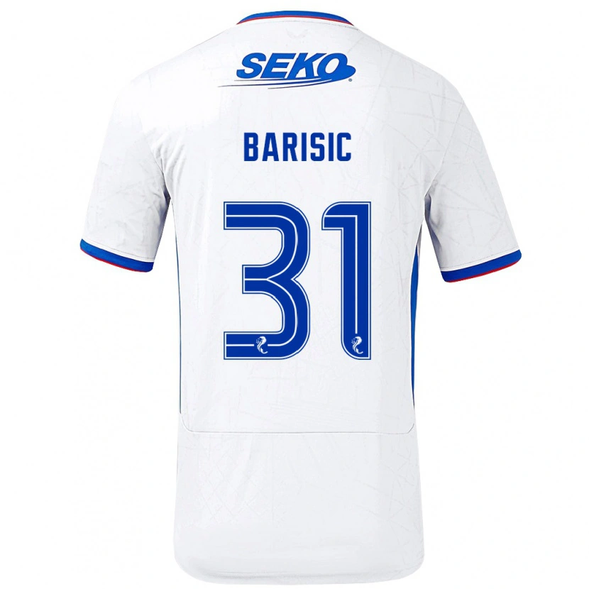 Danxen Dame Borna Barisic #31 Hvit Blå Bortetrøye Drakt Trøye 2024/25 Skjorter T-Skjorte