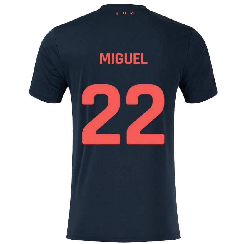 Danxen Dame Miguel Rodríguez #22 Svart Rød Bortetrøye Drakt Trøye 2024/25 Skjorter T-Skjorte