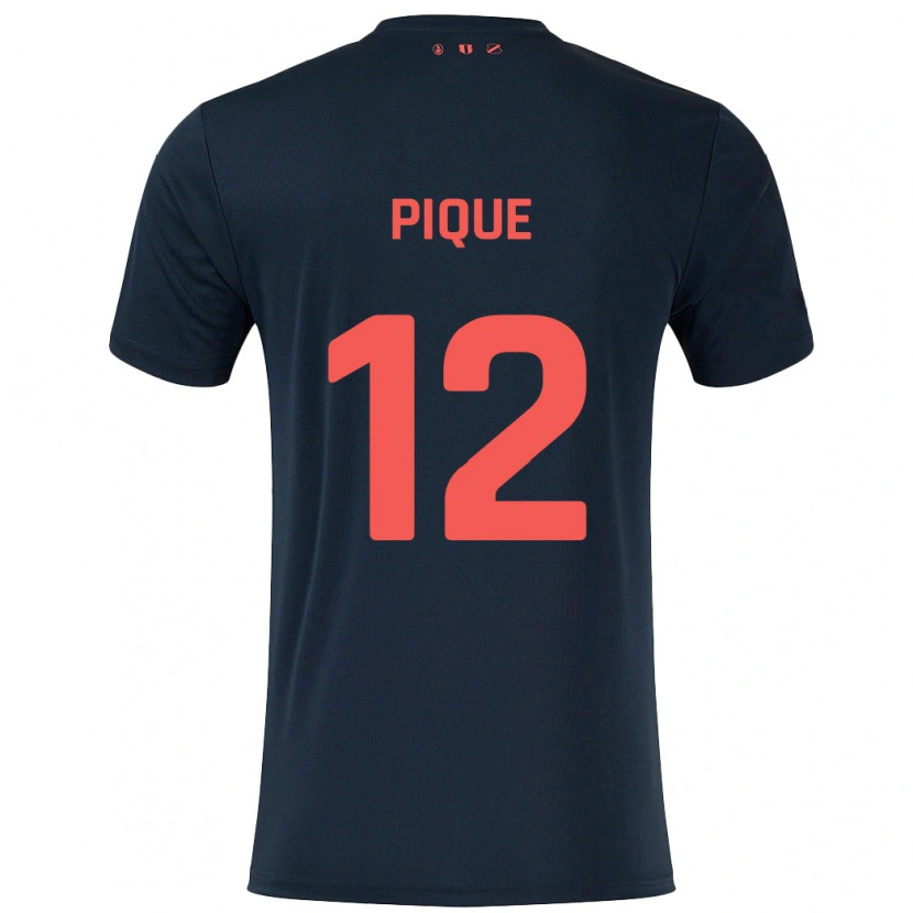 Danxen Dame Naomi Piqué #12 Svart Rød Bortetrøye Drakt Trøye 2024/25 Skjorter T-Skjorte