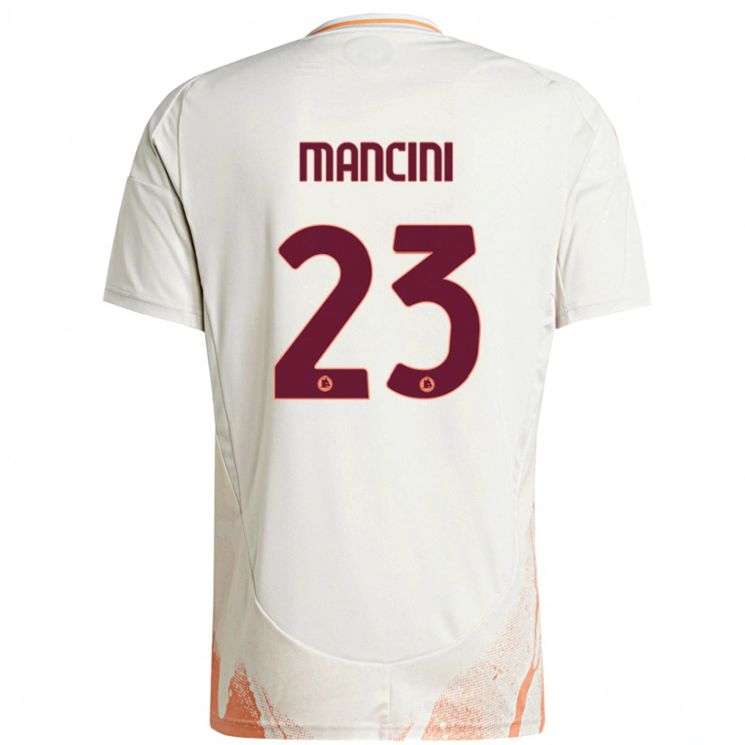 Danxen Dame Gianluca Mancini #23 Kremhvit Oransje Bortetrøye Drakt Trøye 2024/25 Skjorter T-Skjorte
