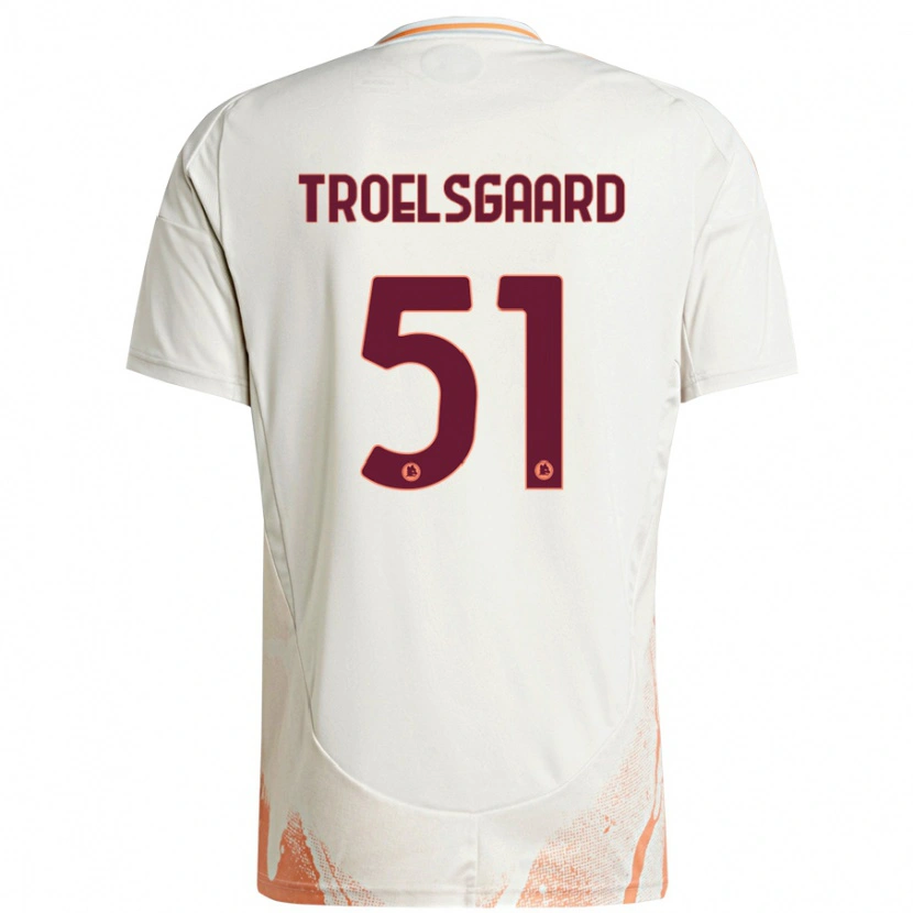 Danxen Dame Sanne Troelsgaard #51 Kremhvit Oransje Bortetrøye Drakt Trøye 2024/25 Skjorter T-Skjorte