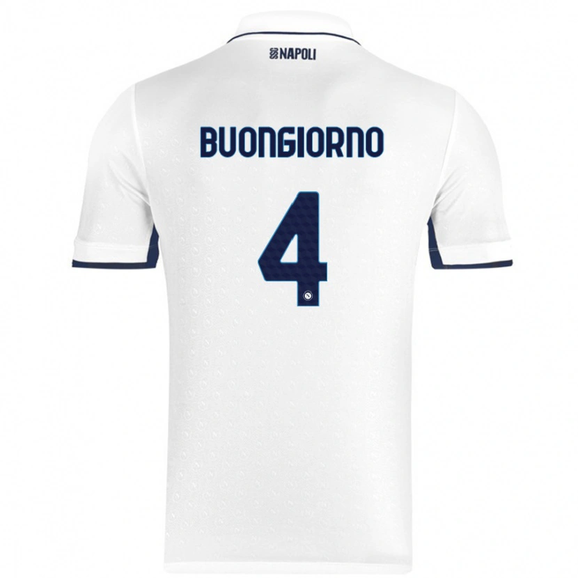 Danxen Dame Alessandro Buongiorno #4 Hvit Kongeblå Bortetrøye Drakt Trøye 2024/25 Skjorter T-Skjorte