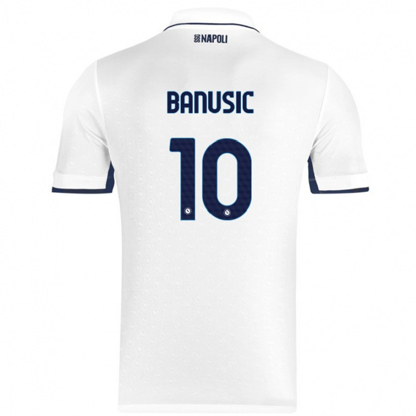 Danxen Dame Marija Banušić #10 Hvit Kongeblå Bortetrøye Drakt Trøye 2024/25 Skjorter T-Skjorte