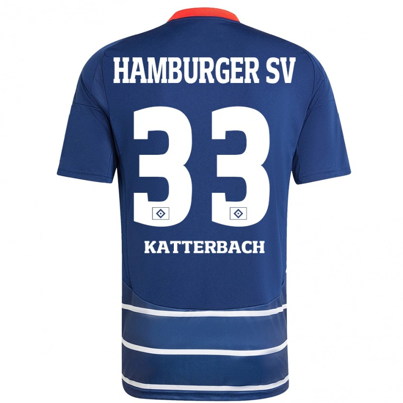 Danxen Dame Noah Katterbach #33 Mørkeblått Bortetrøye Drakt Trøye 2024/25 Skjorter T-Skjorte