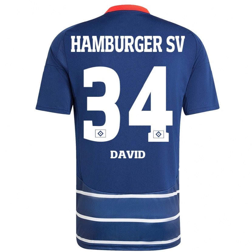 Danxen Dame Jonas David #34 Mørkeblått Bortetrøye Drakt Trøye 2024/25 Skjorter T-Skjorte